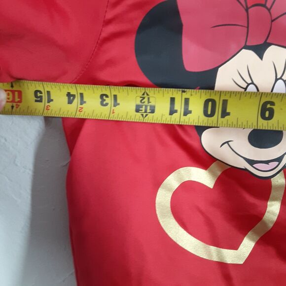 Disney Minnie Mouse Bomber Jacket Girls 7/8 Red Lined Insulated Full Zip Gold - Picture 10 of 11